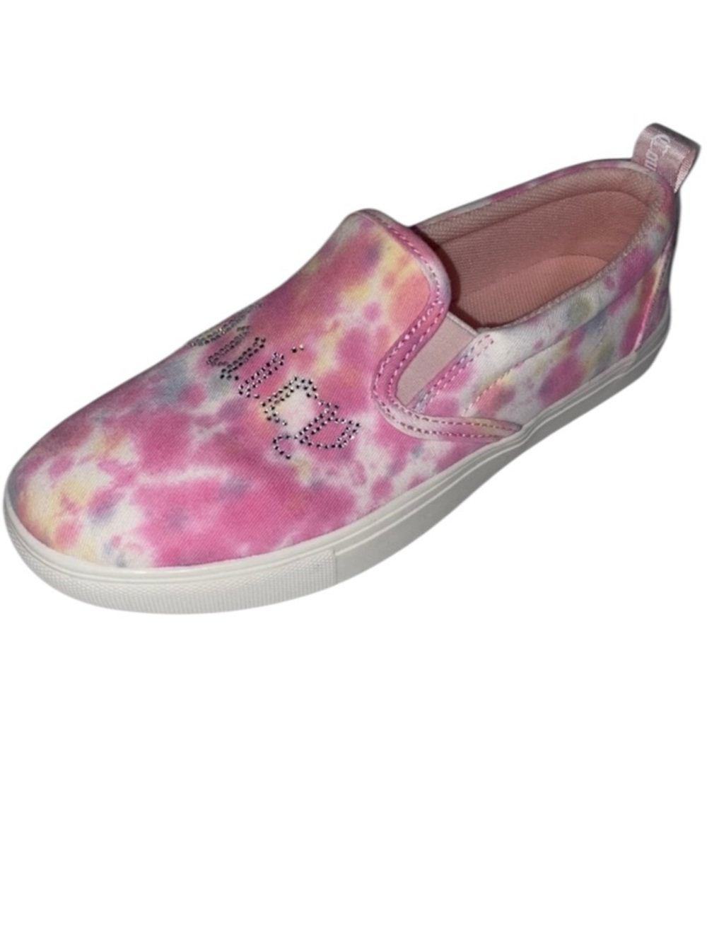 Juicy Couture Slip On Sneakers Embellished Pink Pastel Tie Dye Women’s Size 7.5